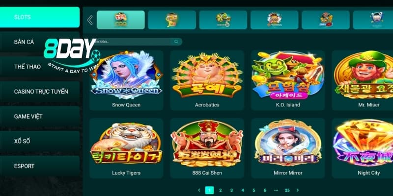 Các kho game đồ sộ tại nhà cái 8Day